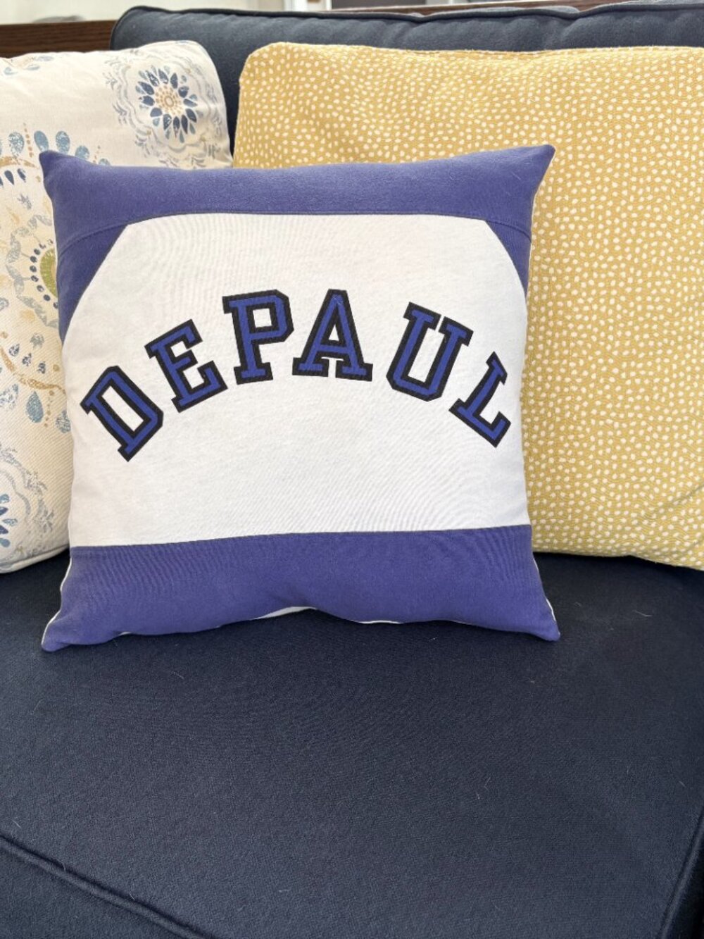 DePaul University Blue Demons dorm decor reworked t-shirt 16" throw pillow cover